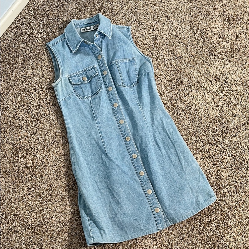 Newport News Blue Sleeveless Polo Collar Mini Dress